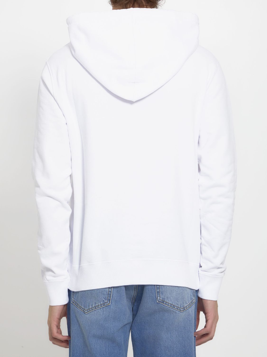 LANVIN White Cotton Hoodie with Embroidered Logo for Men