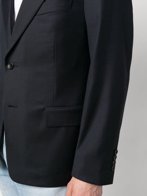 LANVIN Navy Single-Breasted Wool Jacket for Men