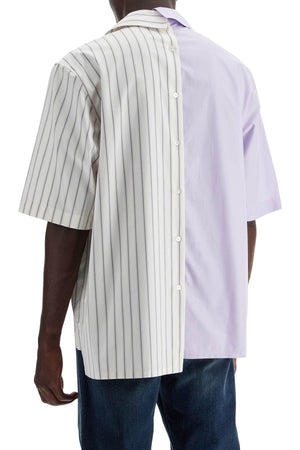 LANVIN Asymmetric Panel Striped Bowling Shirt