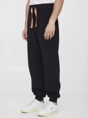 LANVIN Relaxed Fit Cotton Fleece Joggers with Curb Drawstring - Putty Color