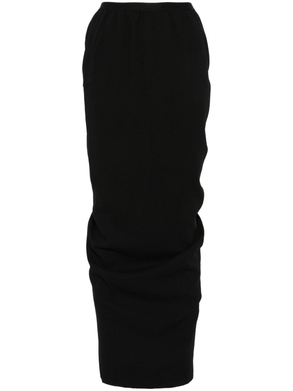 RICK OWENS Elegant Virgin Wool Crepe Skirt with Elastic Waistband