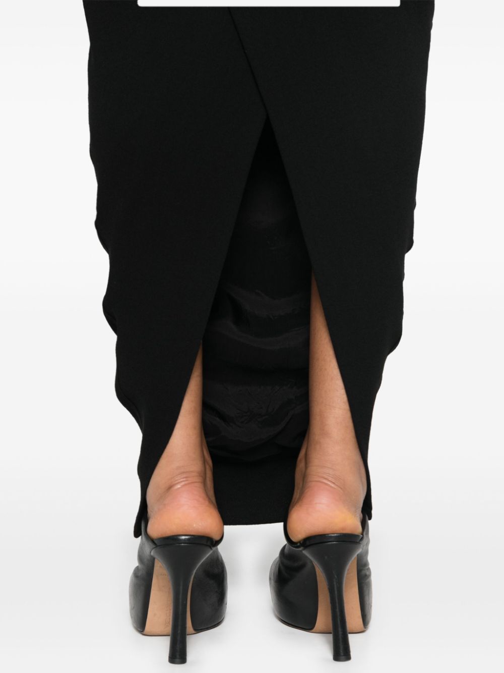 RICK OWENS Elegant Virgin Wool Crepe Skirt with Elastic Waistband