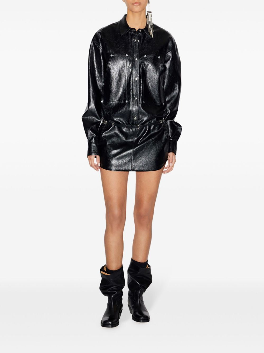 ISABEL MARANT ETOILE Black Leather Mini Dress for Women