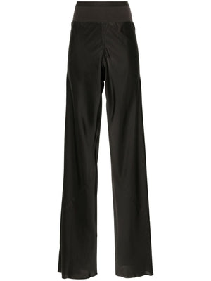 RICK OWENS Floor-Length Straight Leg Trousers with Elasticated Waistband