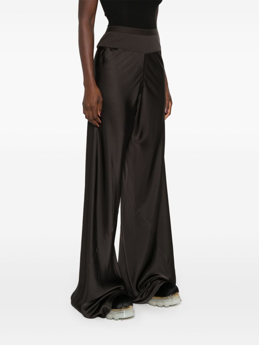 RICK OWENS Floor-Length Straight Leg Trousers with Elasticated Waistband