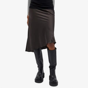 RICK OWENS Asymmetrical Mid-Length Satin Skirt for Women