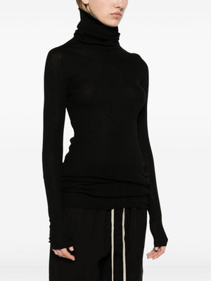 RICK OWENS Elegant Roll-Neck Wool Sweater