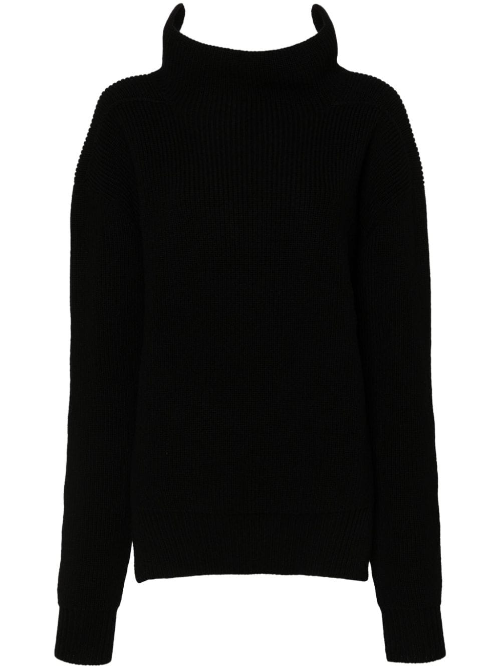 RICK OWENS Elegant Black Wool Turtleneck Sweater