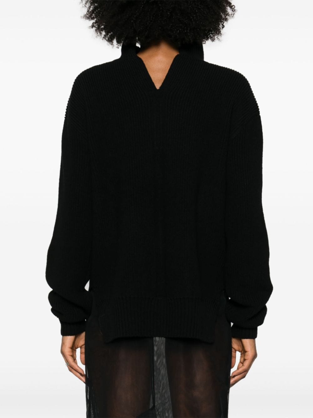 RICK OWENS Elegant Black Wool Turtleneck Sweater