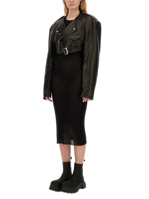 RICK OWENS Cropped Lamb Leather Biker Jacket for Women