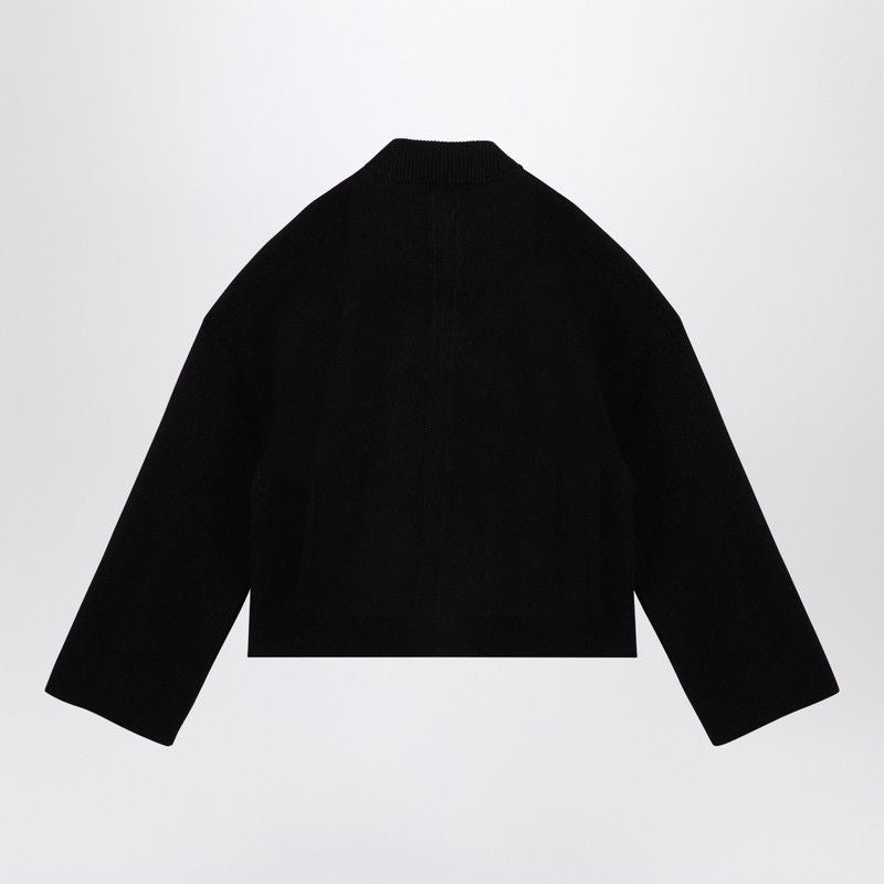 RICK OWENS Men's Black Wool Knit Jumper with Logo Inlay