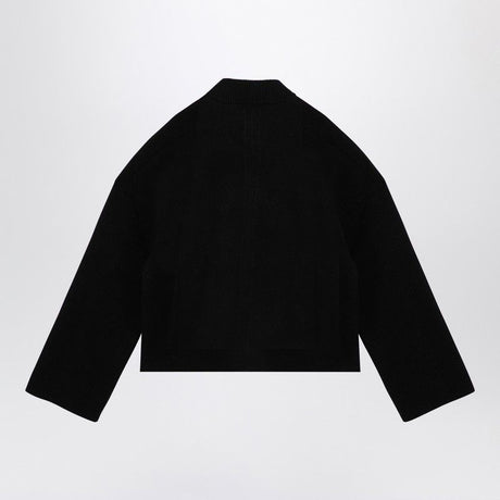 RICK OWENS Men's Black Wool Knit Jumper with Logo Inlay