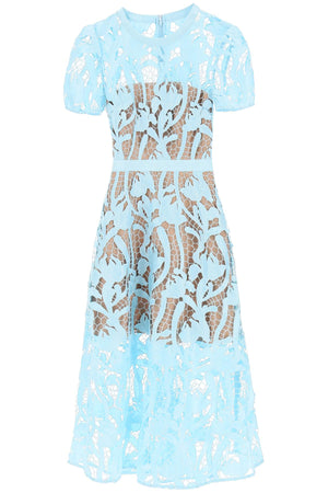 SELF-PORTRAIT Light Blue Lace Midi Dress for Women in SS24 Collection