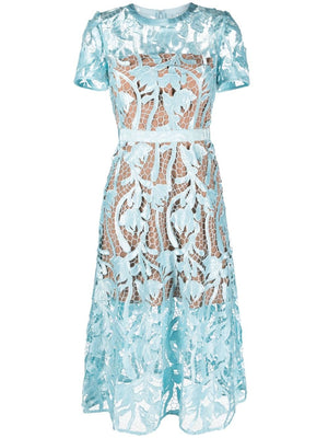 SELF-PORTRAIT Blue Lace Midi Dress - Women's SS24 Collection