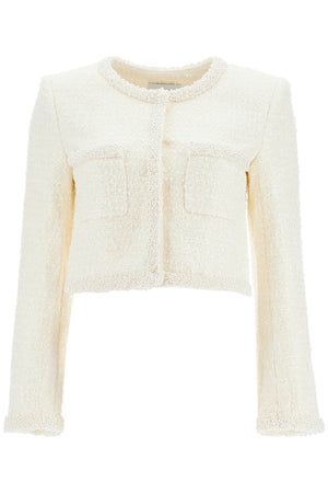 SELF-PORTRAIT Mini Bouclé Jacket with Pearl Detailing