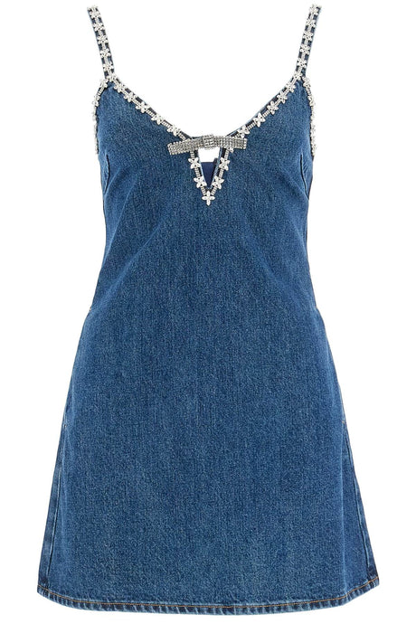 SELF-PORTRAIT Crystal-Embellished Deep V-Neck Mini Dress