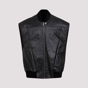 RICK OWENS Men's Black Jumbo Flight Denim Vest for SS24