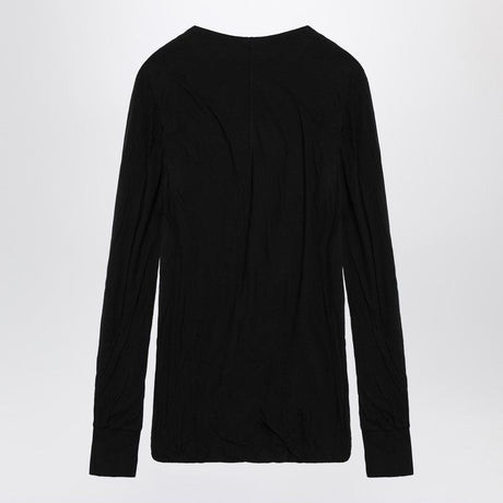 RICK OWENS Semi-Transparent Black Cotton T-Shirt