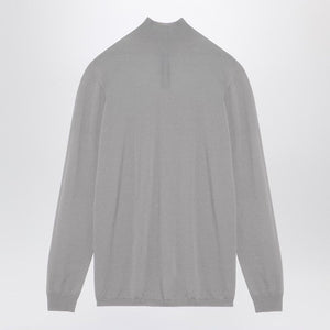 RICK OWENS Elegant Pearl Grey Wool Turtleneck Sweater