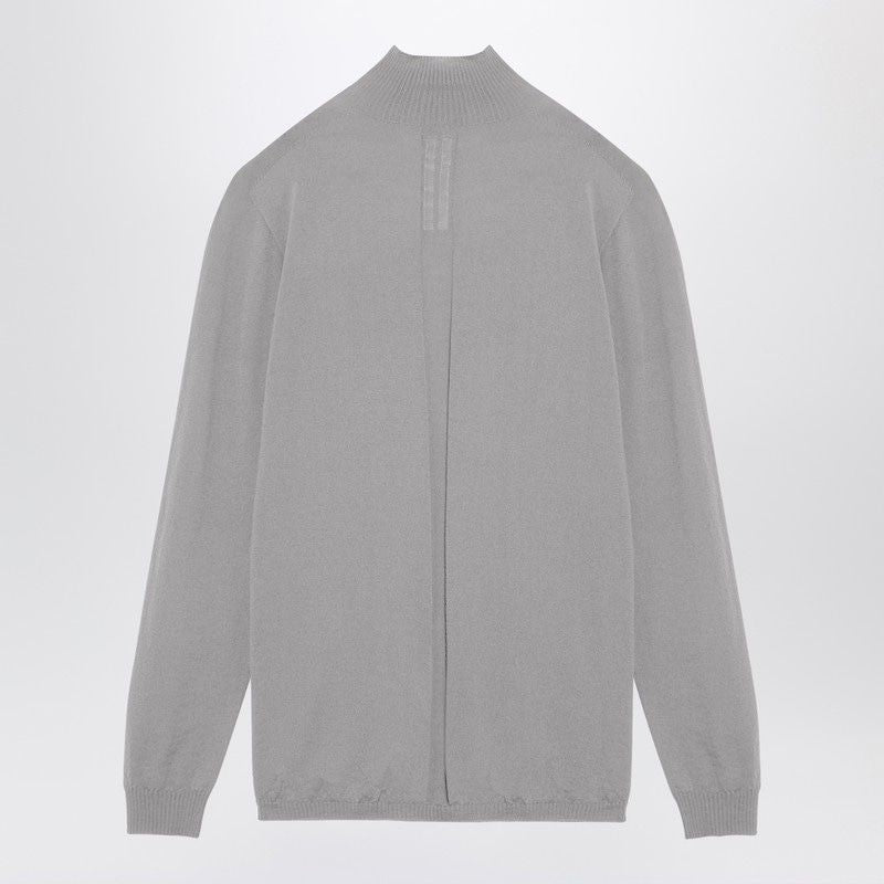 RICK OWENS Elegant Pearl Grey Wool Turtleneck Sweater