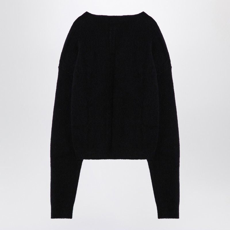 RICK OWENS Black V-Neck Wool Blend Sweater