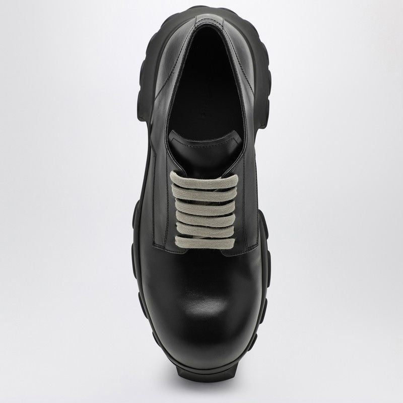 RICK OWENS Leather Lace-Up Tractor Boots in Black