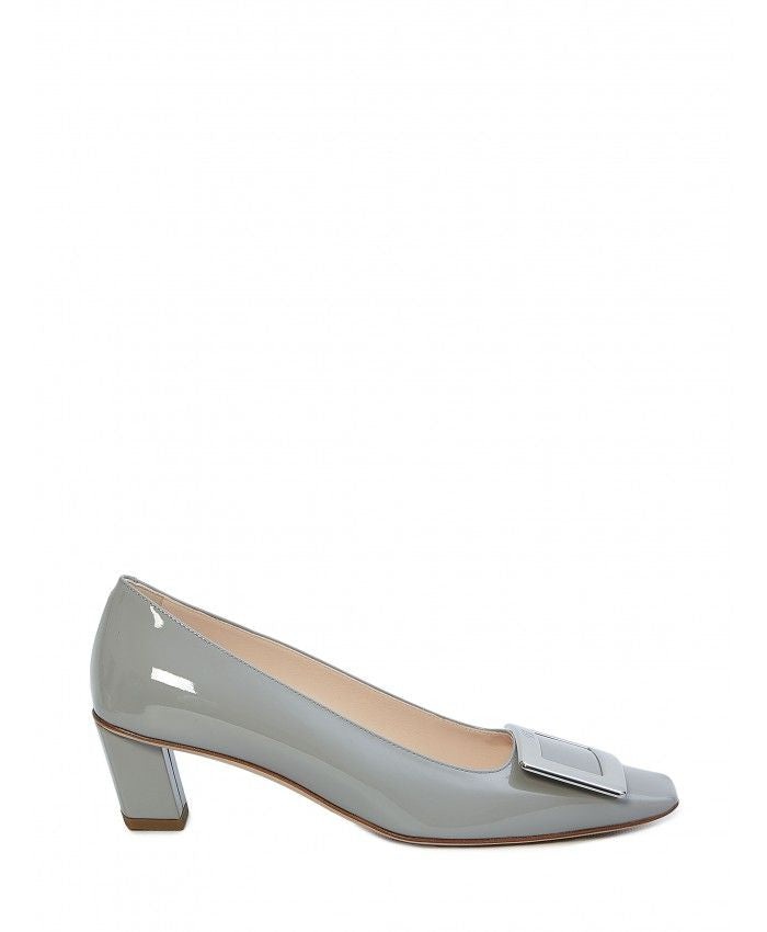 ROGER VIVIER Square Toe Pumps with Logo Buckle - 4.5cm Heel