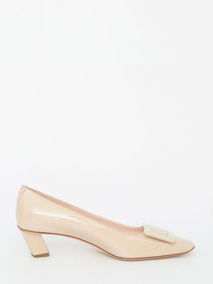 ROGER VIVIER Elegant Beige Patent Leather Pumps with Iconic Buckle - Heel 1.77 in