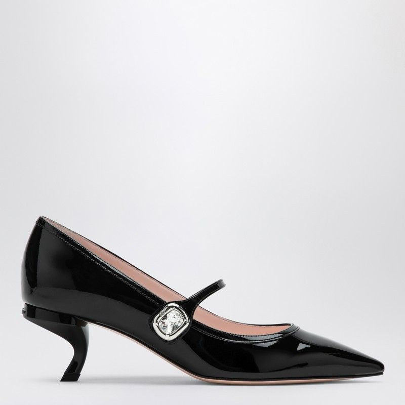 ROGER VIVIER Elegant Black Patent Leather Mary Jane Pumps