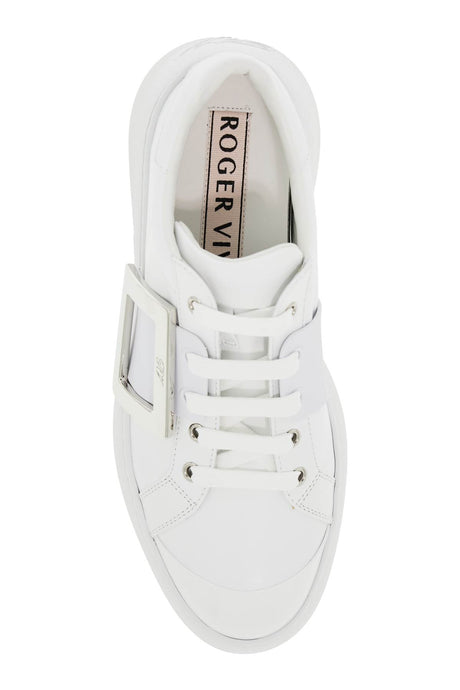 ROGER VIVIER Luxury Leather Platform Sneakers with Silver Buckle