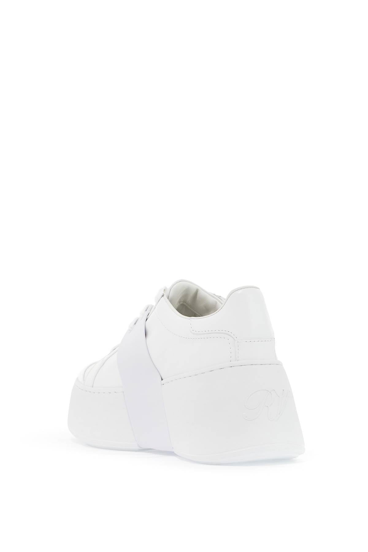 ROGER VIVIER Luxury Leather Platform Sneakers with Silver Buckle