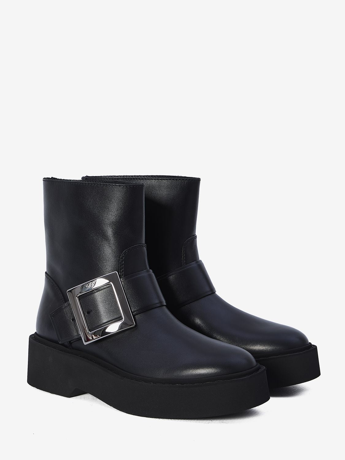 ROGER VIVIER High Ranger Leather Biker Booties