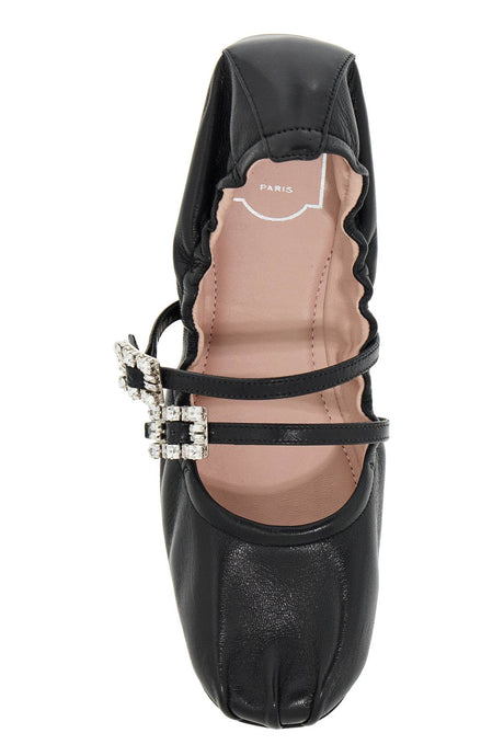 ROGER VIVIER Elegant Nappa Leather Ballet Flats with Crystal Accents