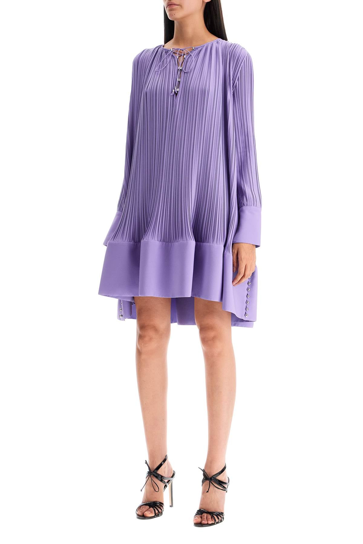 LANVIN Elegant Asymmetrical Mini Dress with Pleated Ruffles