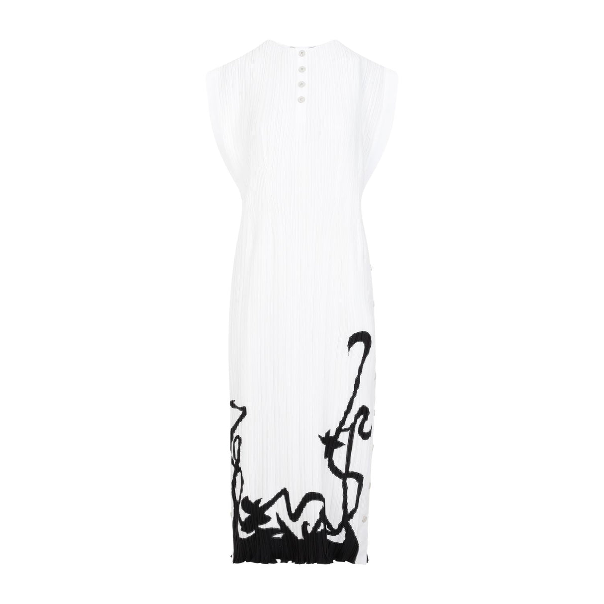 LANVIN Sleeveless Pleated Midi Dress for Women in White