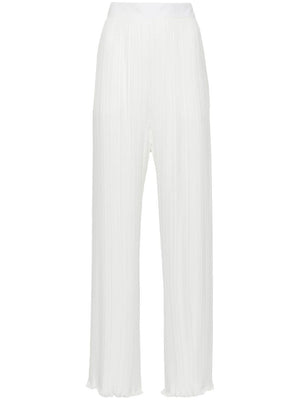 LANVIN Pleated Wide Leg Trousers in Off-White for Women - SS24 Collection