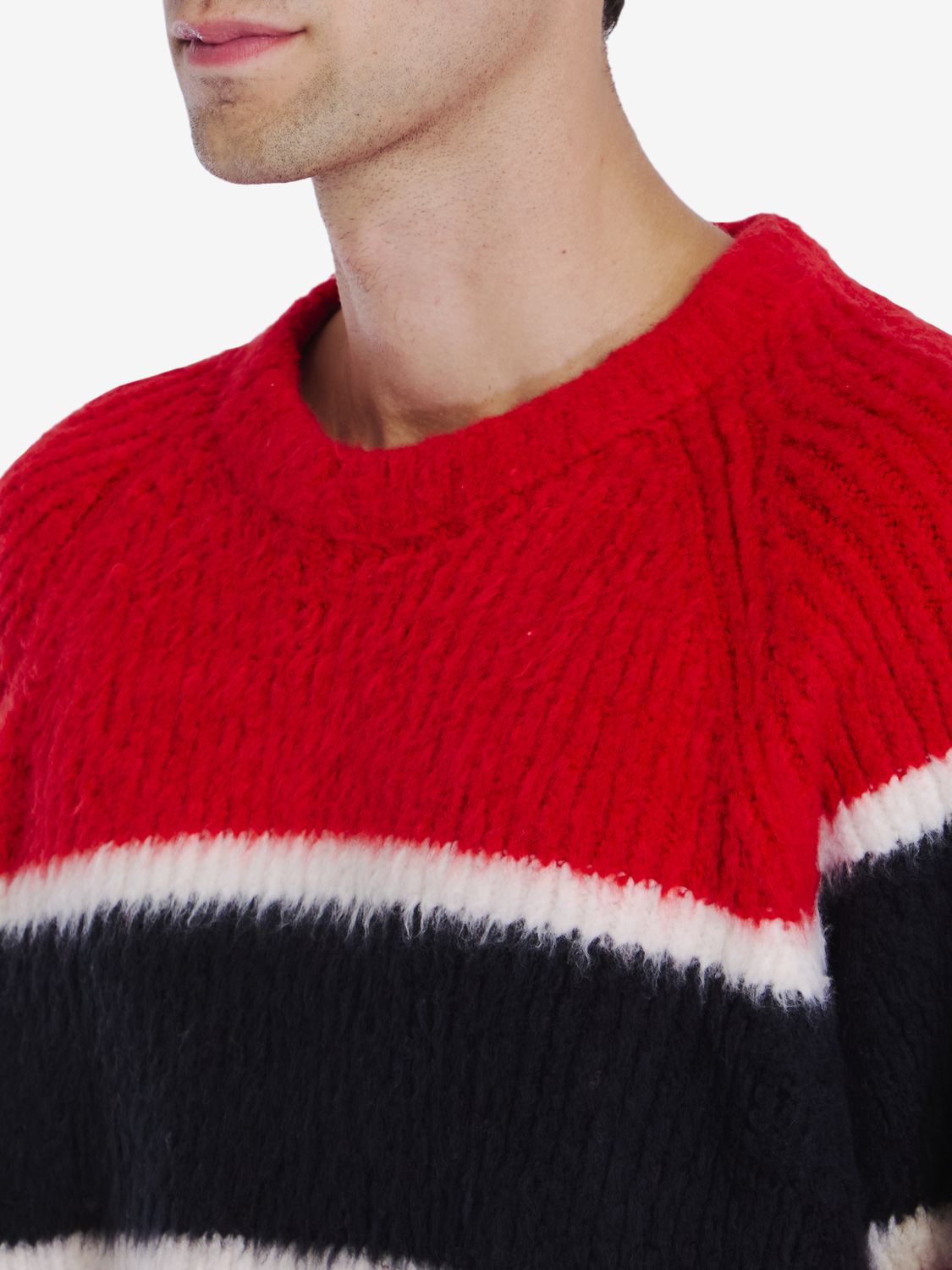 CELINE Tri-Color Striped Crewneck Sweater