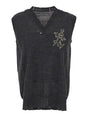 MAISON MARGIELA Sleeveless V-Neck Wool Sweater with Embroidered Detail