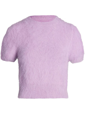 MAISON MARGIELA Lilac Brushed Short-Sleeved Knit Top for Women