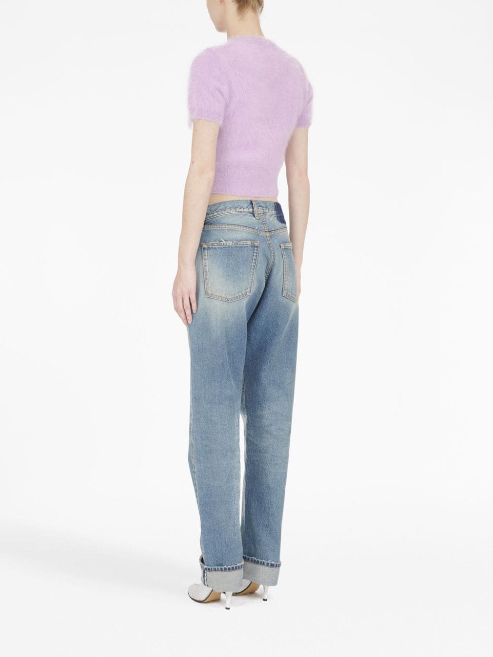 MAISON MARGIELA Lilac Brushed Short-Sleeved Knit Top for Women