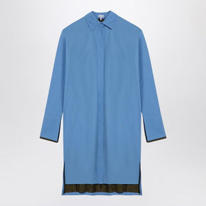 LOEWE Elegant Light Blue Cotton Asymmetrical Shirt Dress