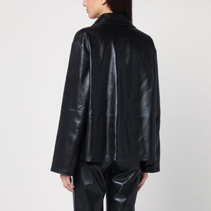 LOEWE Asymmetrical Black Leather Shirt