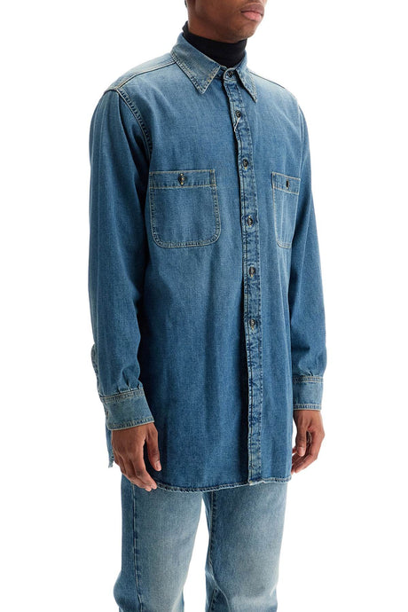 MAISON MARGIELA Lightweight Distressed Denim Shirt - Size 40