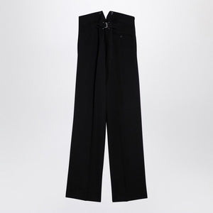 MAISON MARGIELA Elegant Black Wool Wide-Leg Trousers