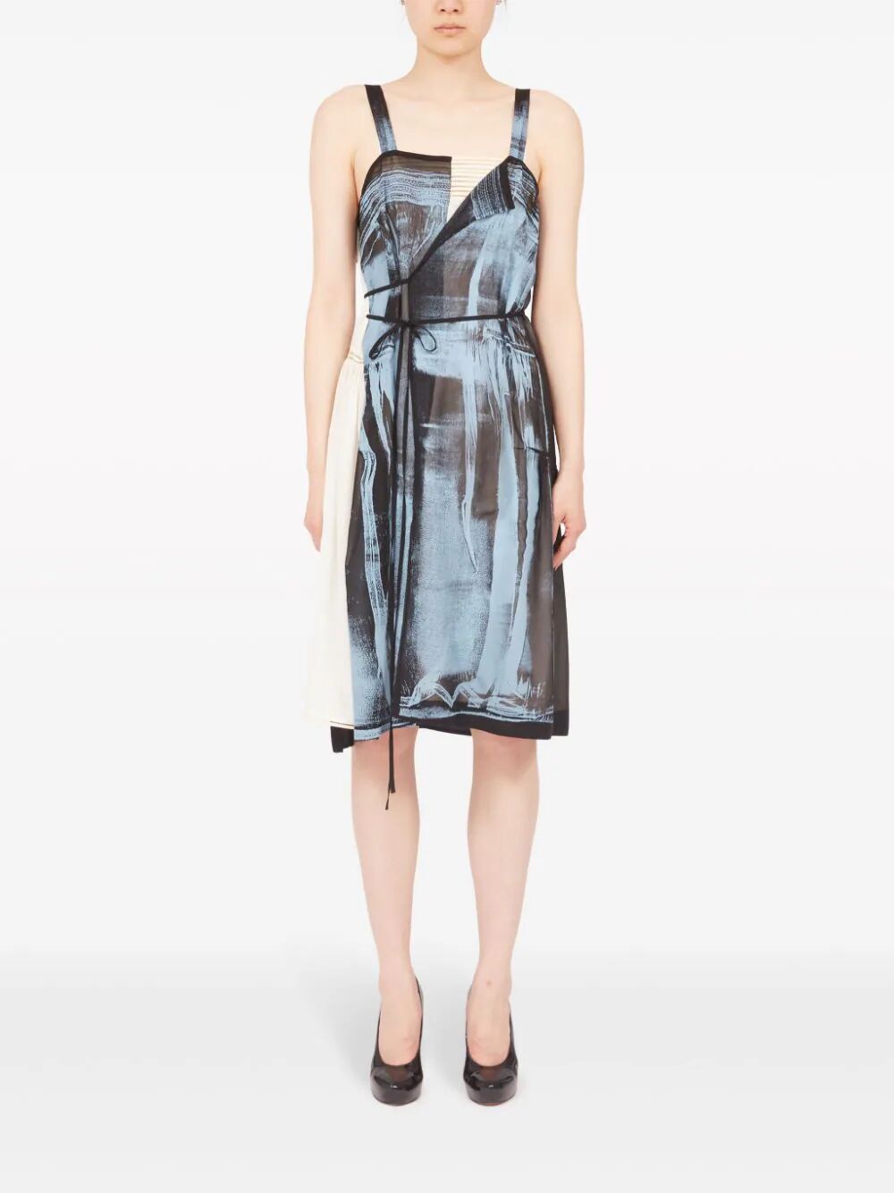 MAISON MARGIELA Elegant Silk Midi Dress with Adjustable Waist