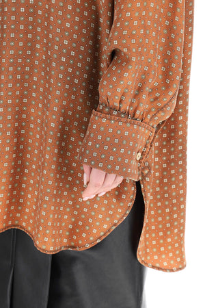 MAISON MARGIELA Oversized Printed Silk Shirt for Women - Brown