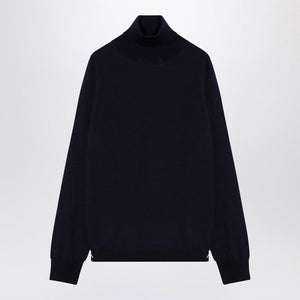 MAISON MARGIELA Men's Turtleneck Pullover in Navy Blue Wool