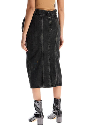 MAISON MARGIELA Distressed Denim Midi Skirt with Pleats