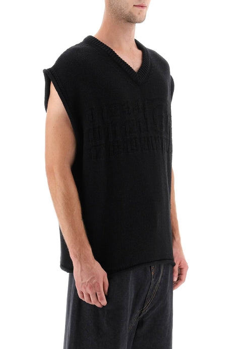 MM6 MAISON MARGIELA Black Ribbed Wool Vest for Women