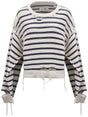 MM6 MAISON MARGIELA Distressed Striped Cotton Crew Neck Sweater